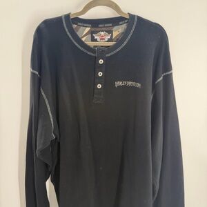 Vintage Y2K Harley Davidson Black/Dark Gray Thermal Long Sleeve